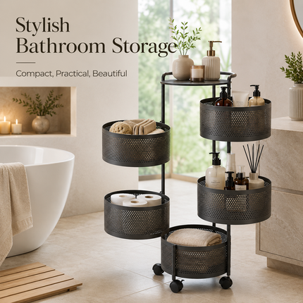 Storage Rack 6 Tier Rotating Kitchen Vegetable Trolley Cart Bathroom Shelf