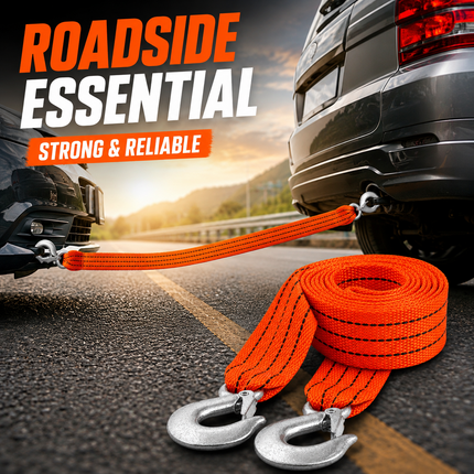 Tow Strap With Hooks 4m Heavy Duty Recovery Belt