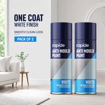 2-Pack Anti Mould Spray Paint Durable One Coat White Aerosol Can Rapide 400ml