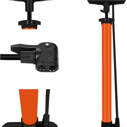 Bike Pump Bicycle Floor Air Pump With Gauge Presta & Schrader tire 140Psi