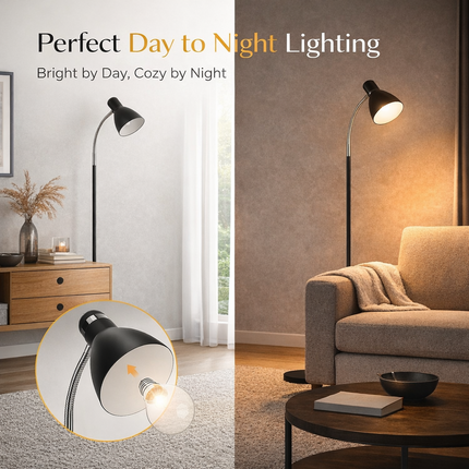 Metal Floor Lamp with Adjustable Neck & Heavy Base, Perfect for Reading & Office