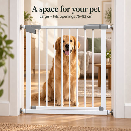 Baby Stair Gate | Pressure Fit Auto-Close Child & Pet Safety Gate – White