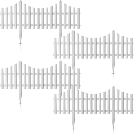 Lawn Border Edge Fence 10pcs White Plastic Wood Effect Garden Edging Picket
