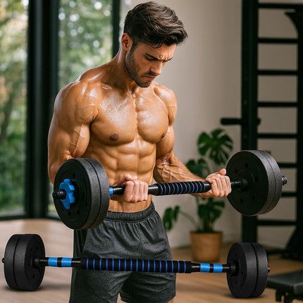 Dumbbell Barbell Set 10KG Adjustable Home Gym Weights Push Up Bar Rod