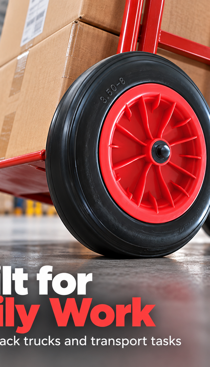 14" 3.50-8 Puncture-Proof Wheelbarrow Replacement Wheel- Black & Red