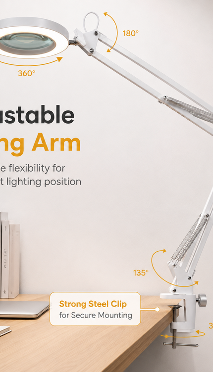 3X LED Magnifying Lamp with Swing Arm & Desk Clamp