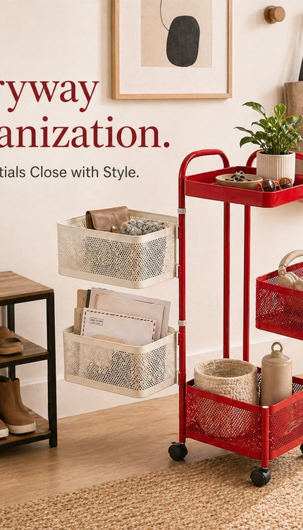 Rotating Storage Rack 5 Tier Square Shelf Kitchen Bathroom Trolley Organizer