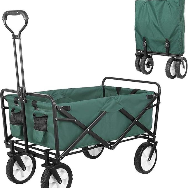 Collapsible Folding Wagon Trolley Cart 80kg On Wheels Festival Camping & Garden
