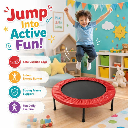 Mini Fitness Trampoline Red Portable Cardio Workout Exercise Rebounder 36 Inch