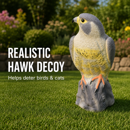 Realistic Hawk Decoy Bird Scarer Pest Deterrent Garden Pigeon Crow Cat Repeller
