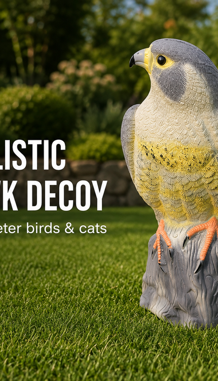 Realistic Hawk Decoy Bird Scarer Pest Deterrent Garden Pigeon Crow Cat Repeller
