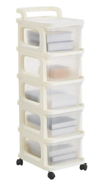 5 Tier Storage Trolley Drawers Plastic Office Home Kitchen Organiser With Wheels