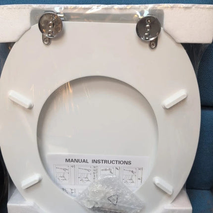 18" Universal Toilet Seat White Easy Fit Bathroom WC Seat With Fittings