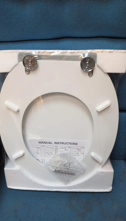 18" Universal Toilet Seat White Easy Fit Bathroom WC Seat With Fittings