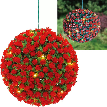 Artificial Plant Topiary Ball Solar Power 20 LED Garden Hanging Topiary 27cm