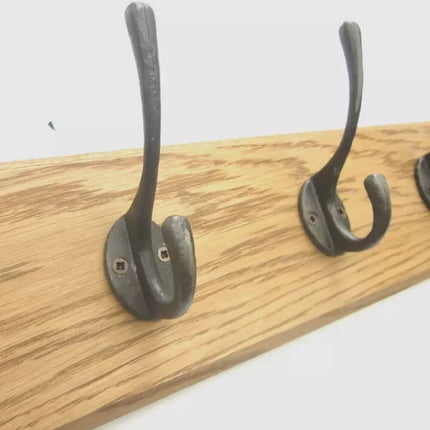 Wall Mounted Coat & Hat Rack with 6 Wooden Hooks Modern Door Hook Hanger Stand