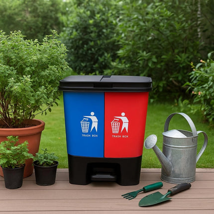 16L 20L 40L Recycling Pedal Bin Double Compartment Kitchen Waste Dustbin