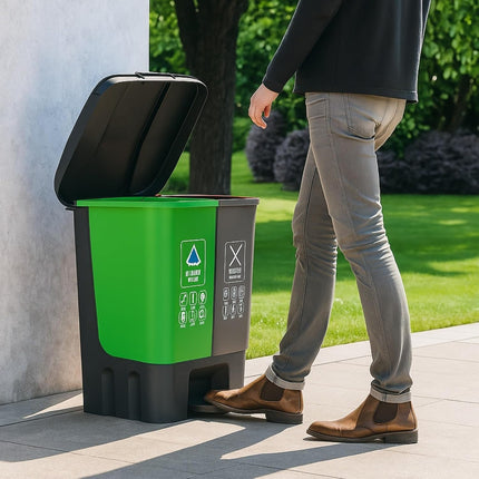 16L 20L 40L Recycling Pedal Bin Double Compartment Kitchen Waste Dustbin