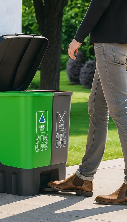 16L Recycling Pedal Bin Double Compartment Kitchen Waste Dustbin