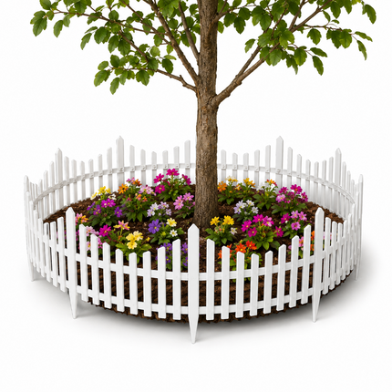 Lawn Border Fence 10PCS White Wood Effect Garden Edging Panels