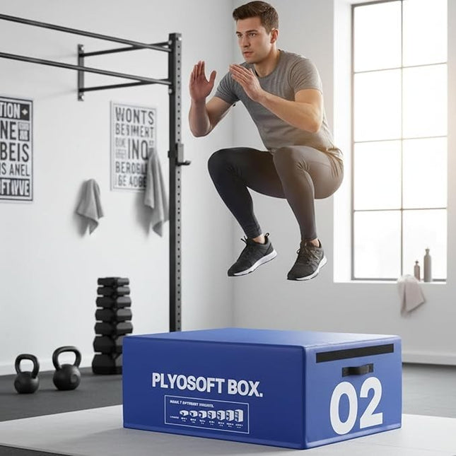 Soft Plyometric Jump Box 30cm Stackable Foam Gym Fitness Training Equipment Blue