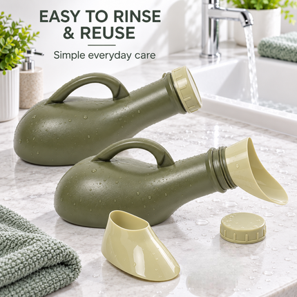 Unisex Urinal Bottle 1L Funnel & Secure Lid for Elderly Car Bedside Toilet Aid