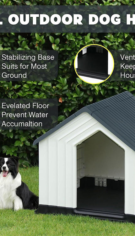 Dog House Plastic Durable Kennel Shelter Weatherproof In /Outdoor Animal Shelter