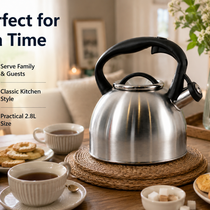 2.8L Whistling Kettle Stove Top Kitchen Stainless Steel Tea Coffee Water Boiler