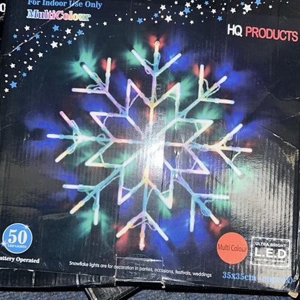 50 LED Christmas Snowflake Light Indoor Outdoor Xmas Decoration Home Garden