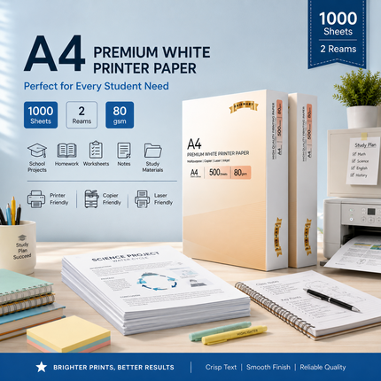 A4 Printer Paper 70gsm 80gsm Home Office Inkjet Laser Printer Copiers Reams