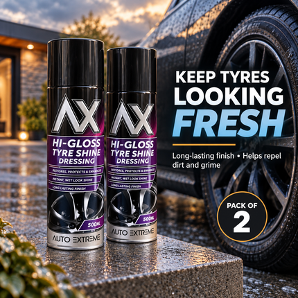 Auto Extreme Tyre Shine Spray 500ml High Gloss Wet Look Car Tyre Dressing 2-Pack