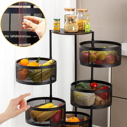 Storage Rack 6 Tier Rotating Kitchen Vegetable Trolley Cart Bathroom Shelf