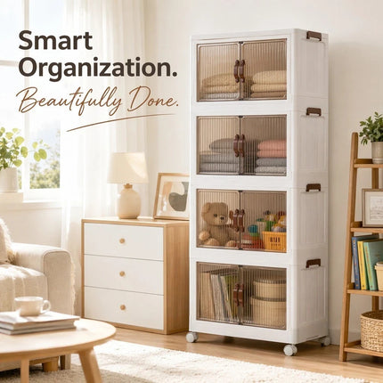 4 Tier Drawer Storage Cabinet Plastic Multi Purpose Home & Office Organiser Unit