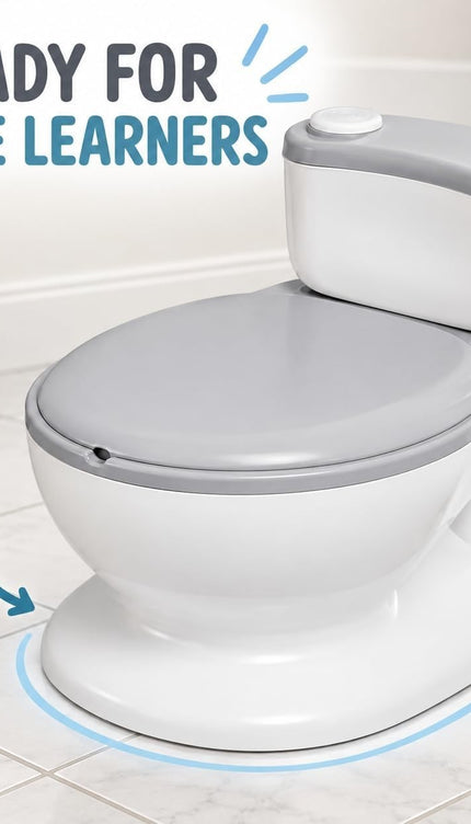 Toddler Potty Training Kids Toilet Flush Sound Music Soft PVC Seat Non-Slip Grey