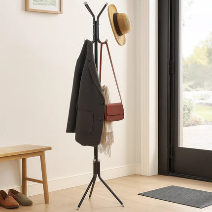 12-Hook Metal Coat Rack Stand Tree for Hats, Clothes, Umbrellas & Accessories