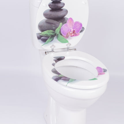 18" Universal Toilet Seat MDF Wooden Bathroom WC Easy Fit + Fittings Novelty