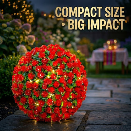Artificial Plant Topiary Ball Solar Power 20 LED Garden Hanging Topiary 27cm