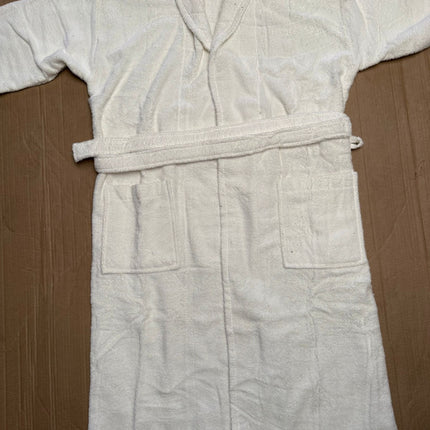 Medium Off White Cotton Terry Bathrobe Unisex Soft Spa Gown Robe for Men & Women