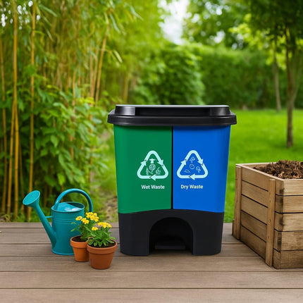 16L 20L 40L Recycling Pedal Bin Double Compartment Kitchen Waste Dustbin