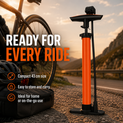 Bike Pump Bicycle Floor Air Pump With Gauge Presta & Schrader tire 140Psi