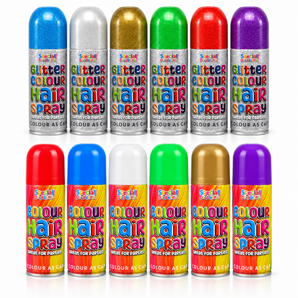 Temporary Hair Colour Spray 200ml Washable Glitter & Classic Dress Party Colours