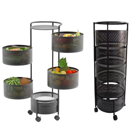 Rotating Storage Rack Trolley Cart Kitchen Bathroom Organizer Vegetable Shelf