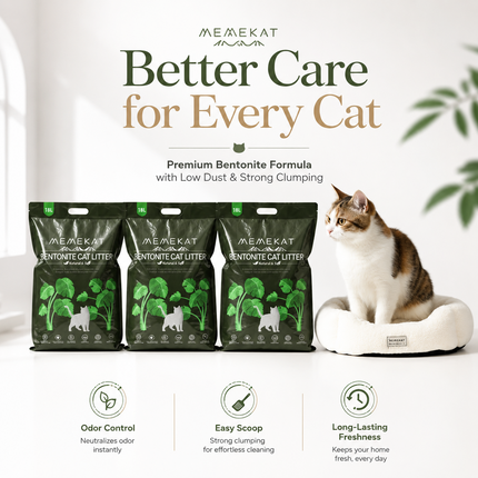 Bentonite Cat Litter Fast Clumping 30L Unscented Dust Free Odour Control Hygiene