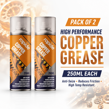 2x Rapide Copper Grease Spray 250ml Protects Lubricates Prevent Seizure Squeaks