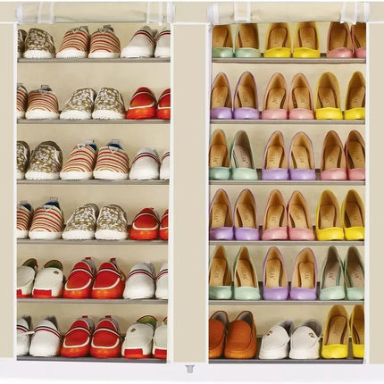 6 Tier Shoe Rack Fabric Canvas Shelf Shoe Cabinet Storage Organiser 107x28x102cm
