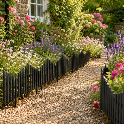 Lawn Border Edge Fence 10 Pack Wood Effect Edging