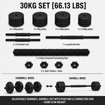 Adjustable Dumbbell & Barbell for Home Gym