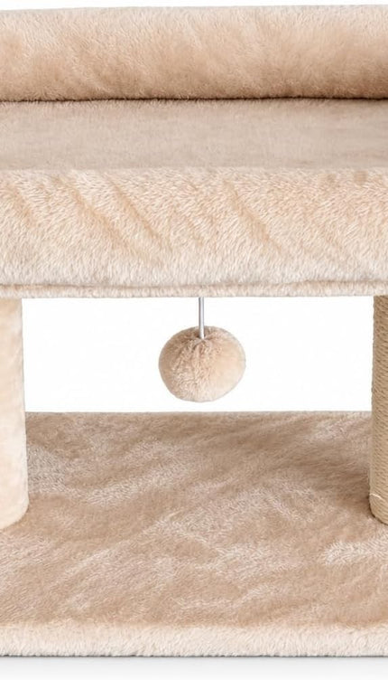 Cat Tree Scratching Post Activity Centre Plush Bed Hanging Ball Beige 50x30x41cm
