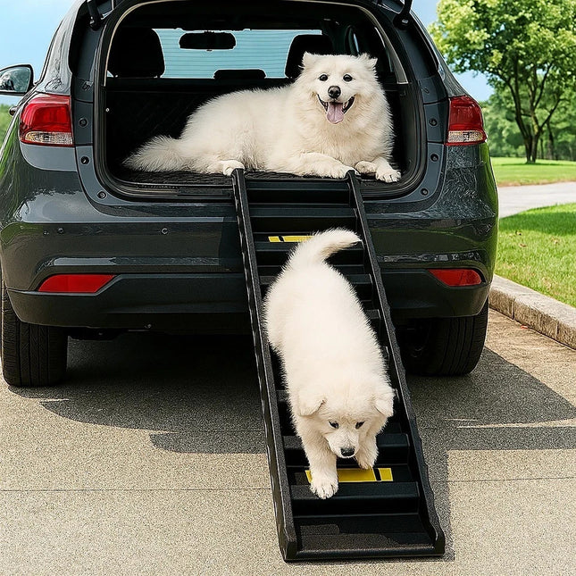 Foldable Pet Ramp Ladder – Easy Climb Stairs for Dogs Car Access Portable Design