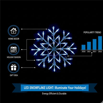 Christmas Snowflake 50 LED Light For Indoor & Outdoor Decoration Cool White